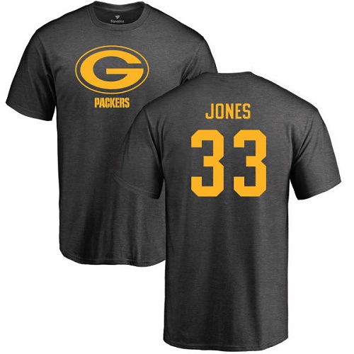 Men Green Bay Packers Ash #33 Jones Aaron One Color Nike NFL T Shirt